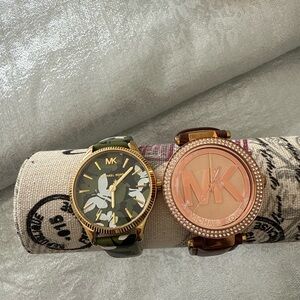 Michael Kors Gold and Camouflage Watch Duo